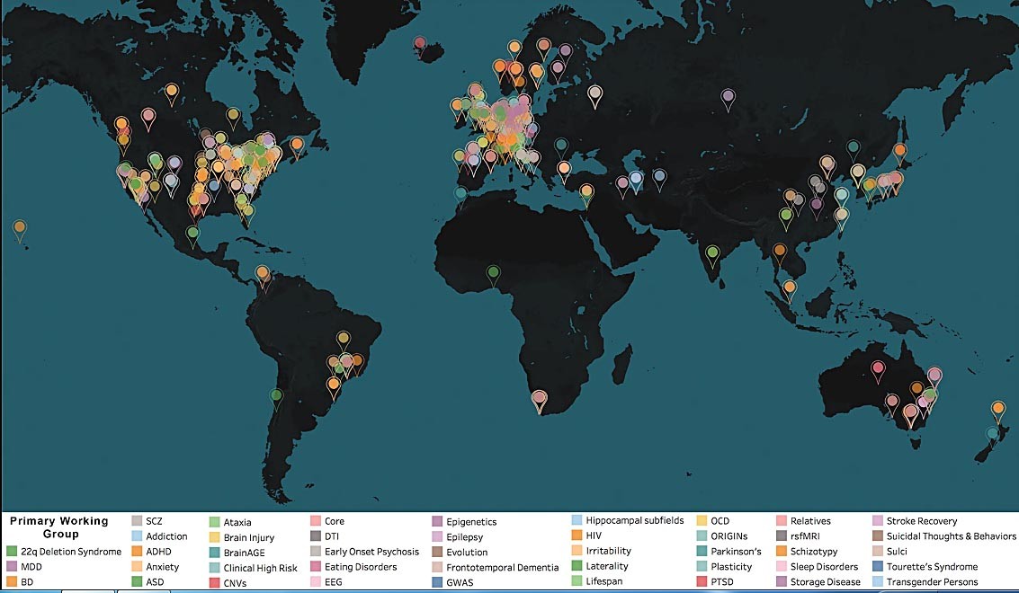 Рис. 1: Карта мира рабочих групп ENIGMA